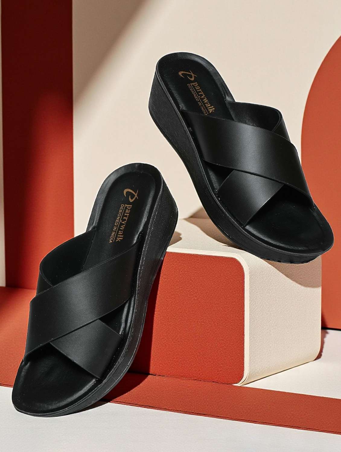 women black slip on wedge