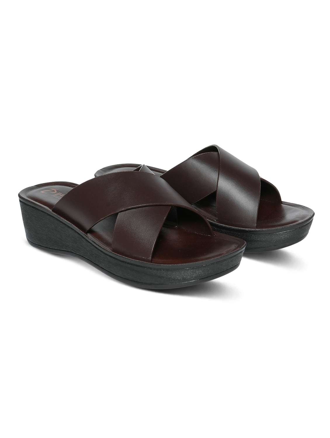 women brown slip on wedge - 22292296 -  Standard Image - 1