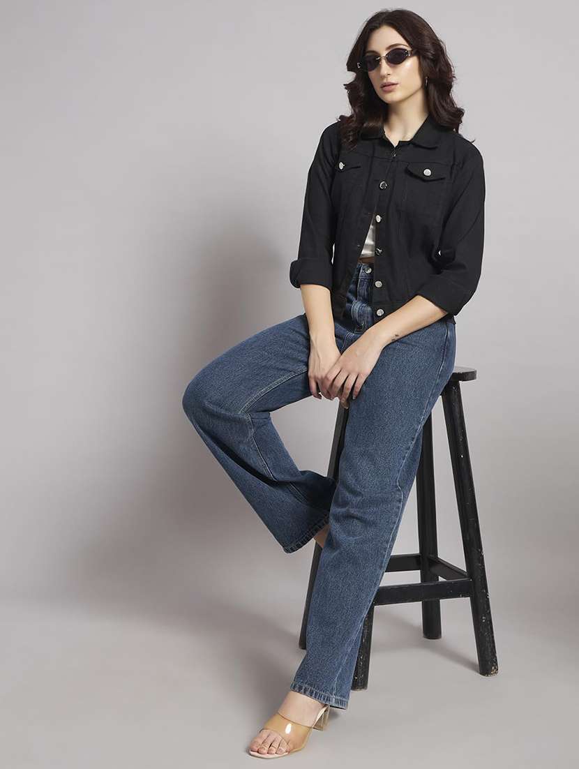 women solid long sleeve denim jacket - 22292297 -  Standard Image - 4