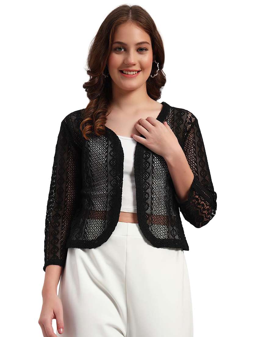 women self designed three quarter sleeve shrug