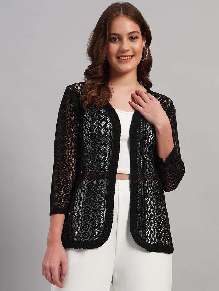 women self designed three quarter sleeve shrug