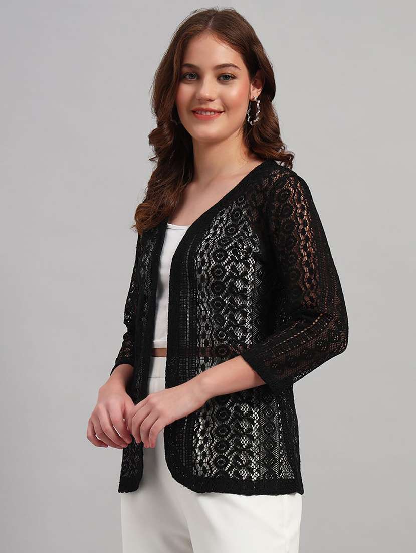 women self designed three quarter sleeve shrug - 22292300 -  Standard Image - 1