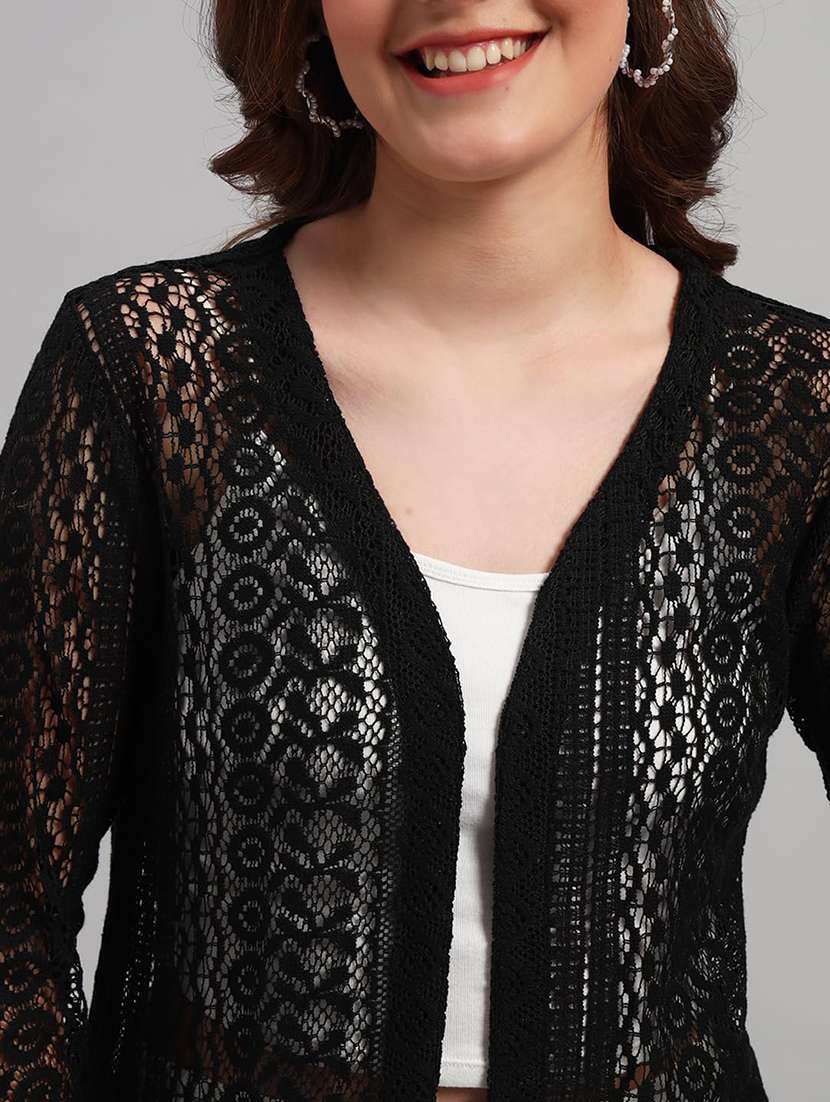 women self designed three quarter sleeve shrug - 22292300 -  Standard Image - 4