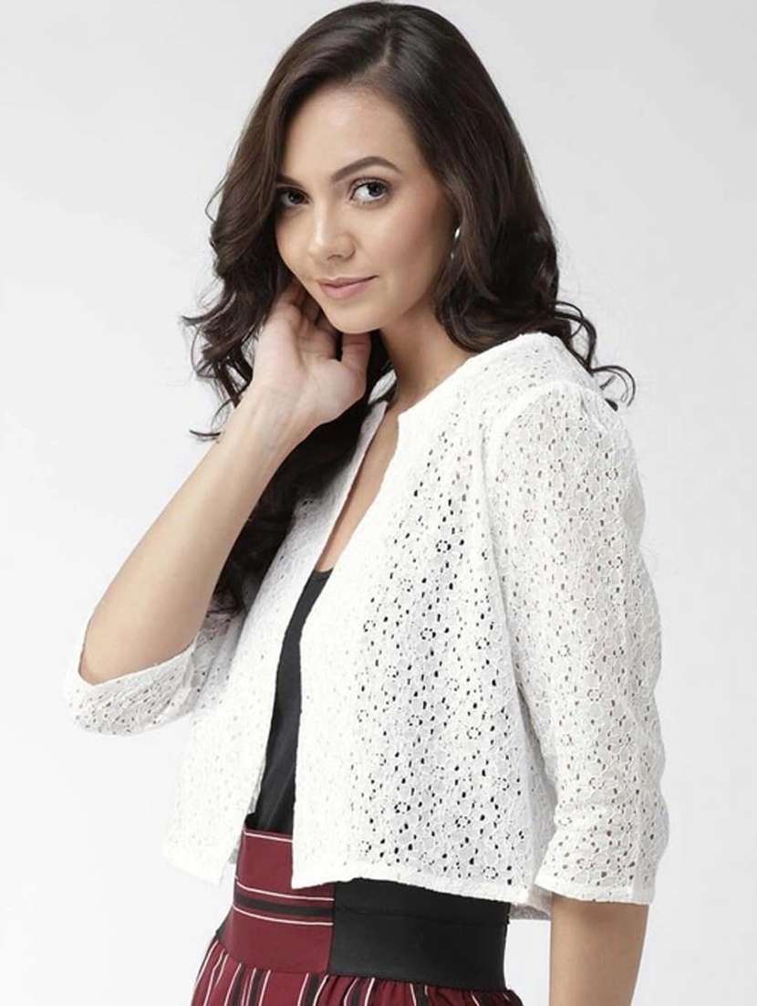 women self designed three quarter sleeve lace shrug - 22292308 -  Standard Image - 1