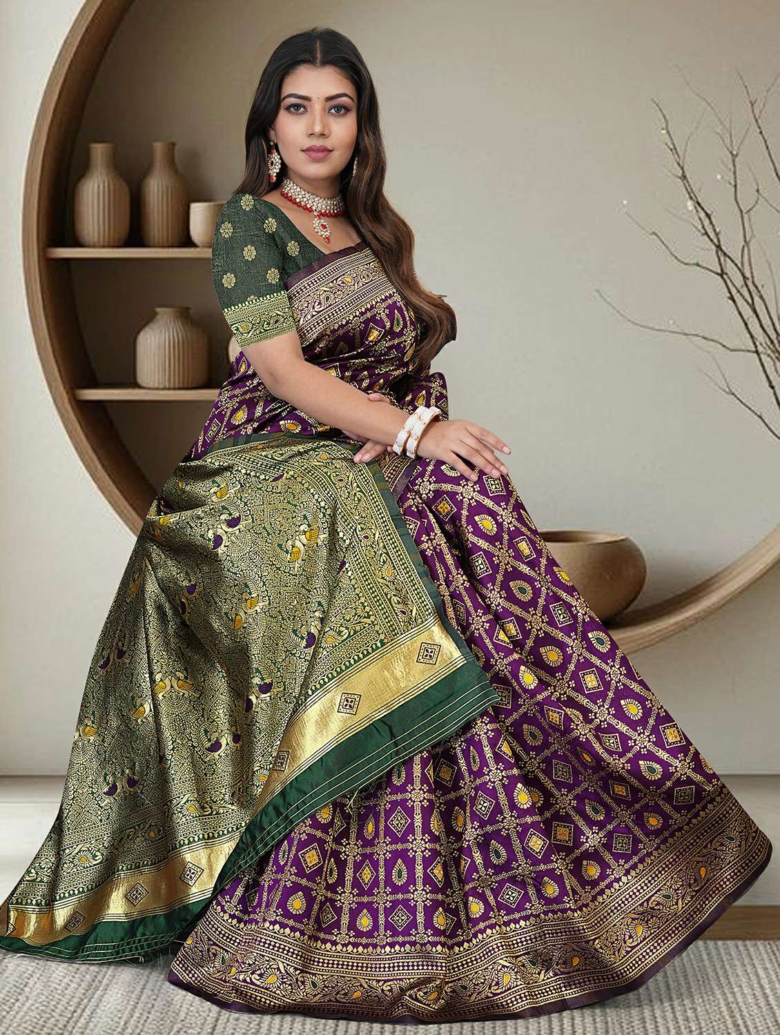 women self design banarasi saree with blouse - 22292566 -  Standard Image - 1