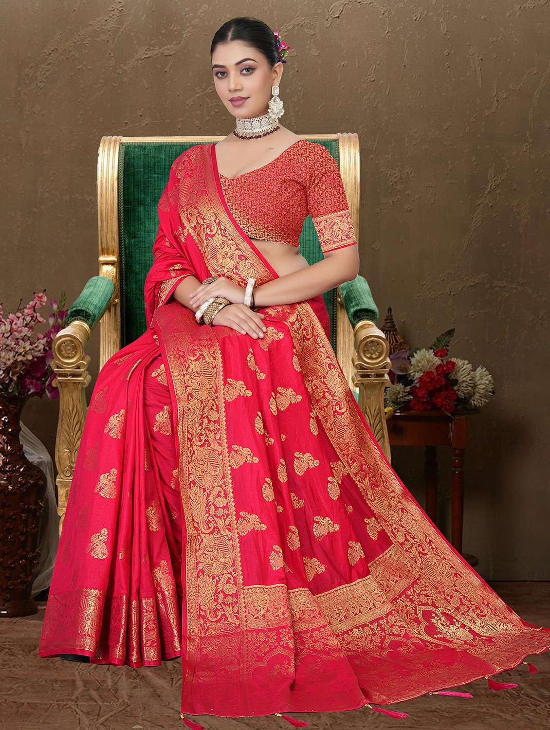 women self design banarasi saree with blouse - 22292571 -  Standard Image - 1