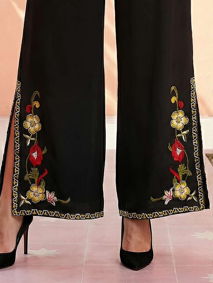 women embroidered high rise flared palazzo - 22292583 -  Standard Image - 4