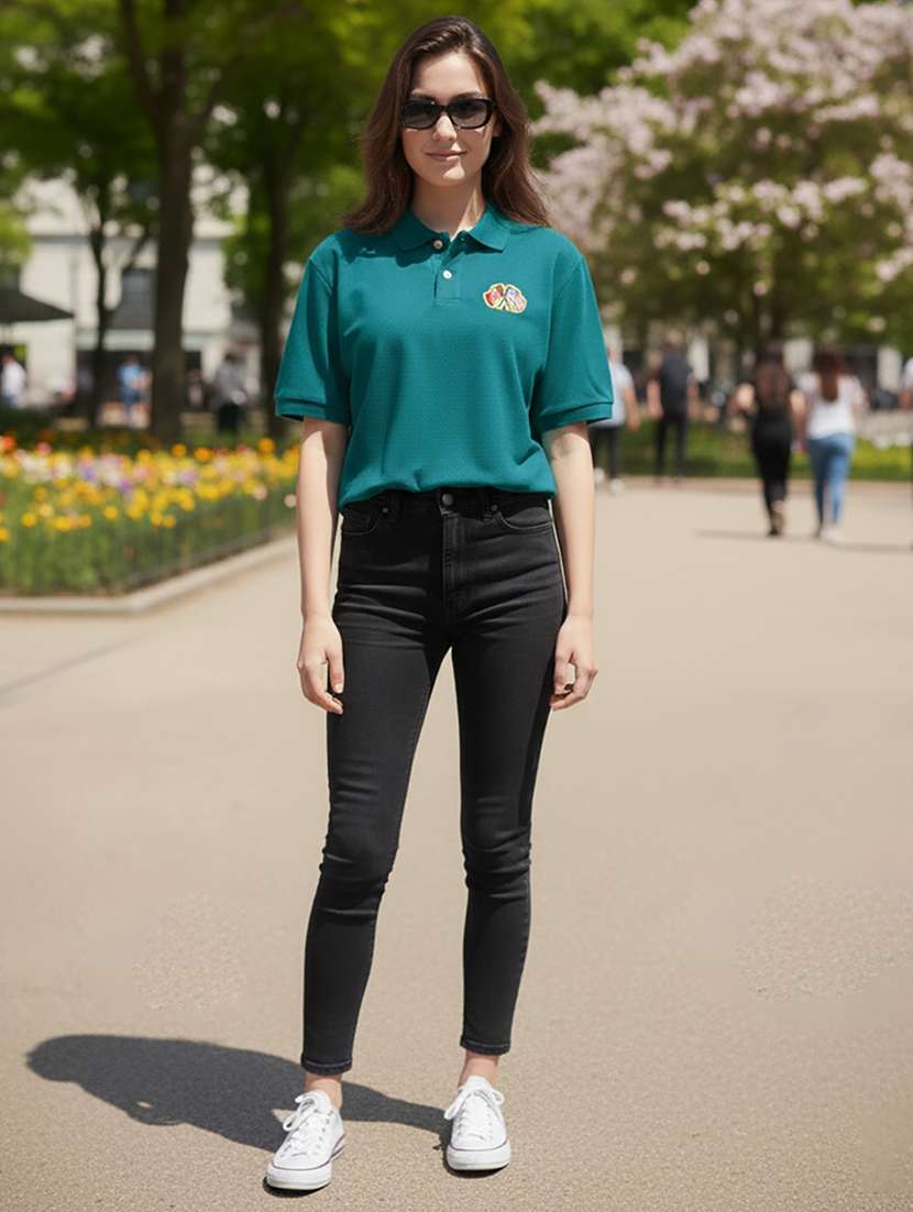 women solid short sleeve polo oversized t-shirt - 22292622 -  Standard Image - 4