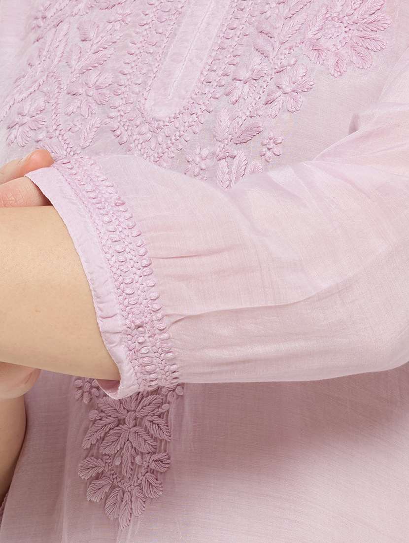 women solid with work three quarter sleeve straight kurti - 22292679 -  Standard Image - 6