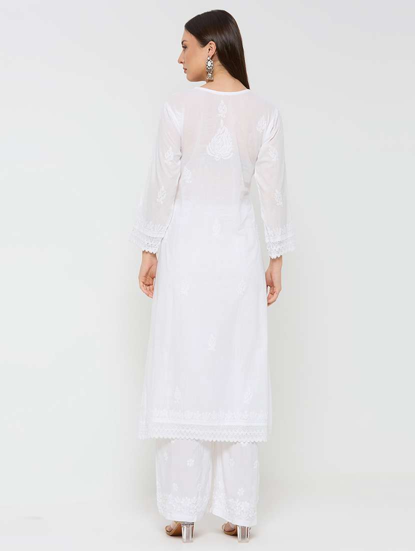 white cotton straight kurta - 22292690 -  Standard Image - 4