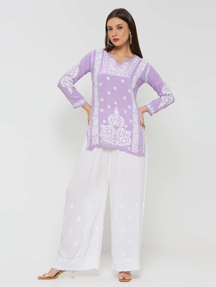 women solid with work three quarter sleeve straight kurti - 22292691 -  Standard Image - 4