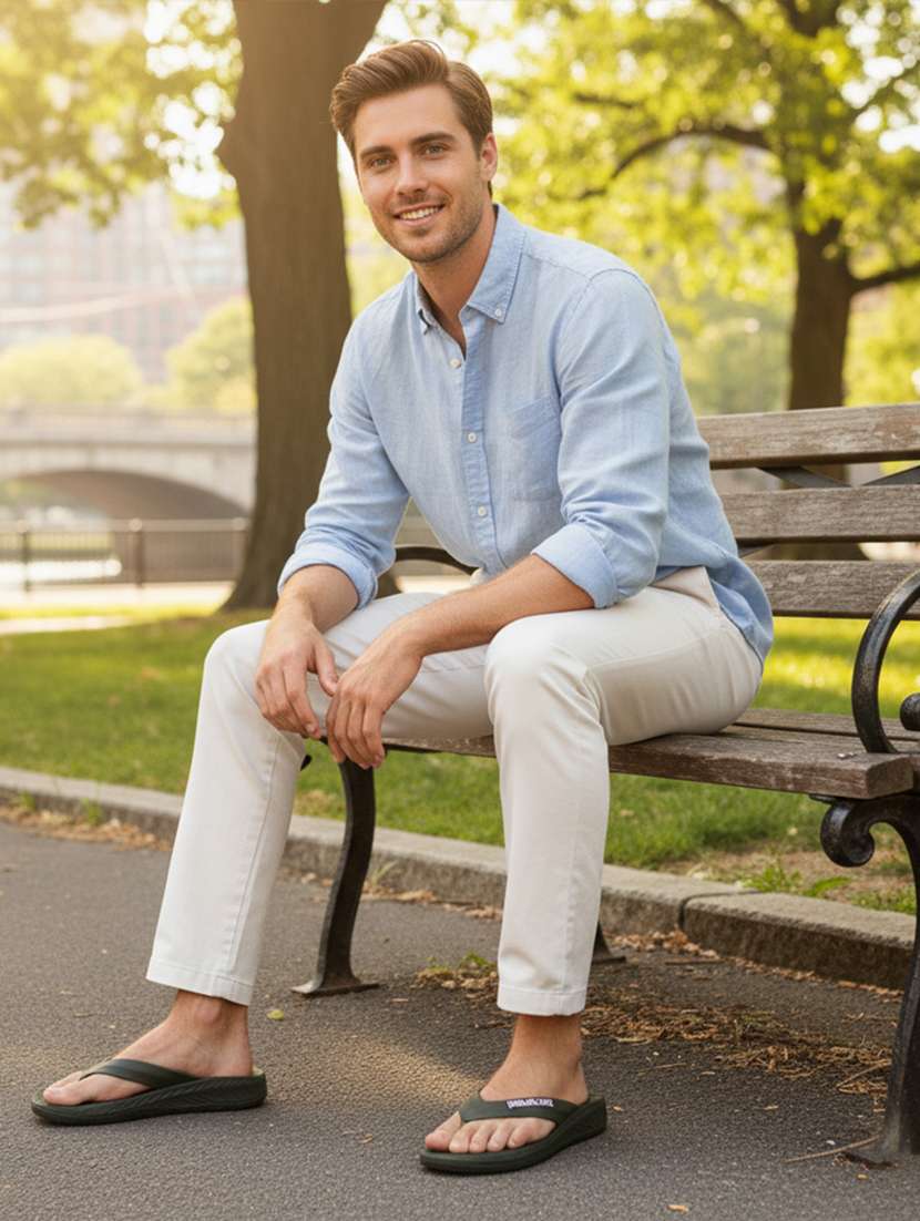 men solid toe seperator slipper - 22293005 -  Standard Image - 4