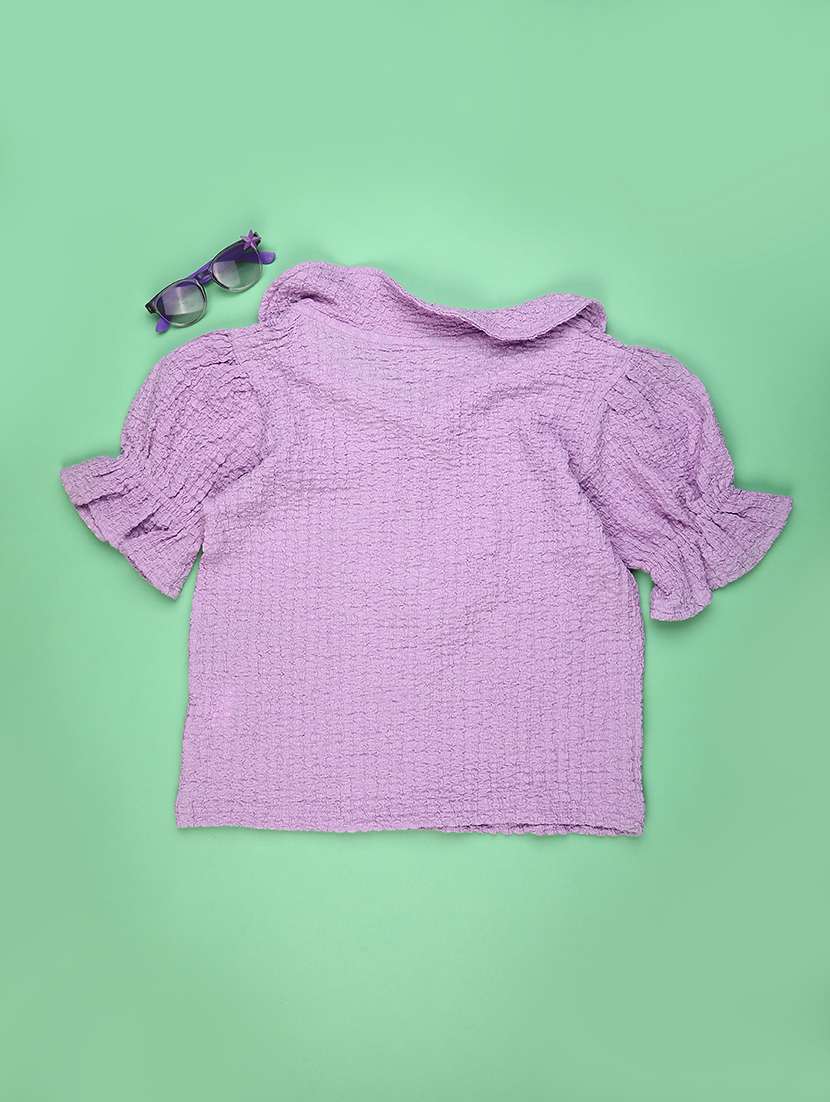 girls self design puff sleeve top - 22293174 -  Standard Image - 1