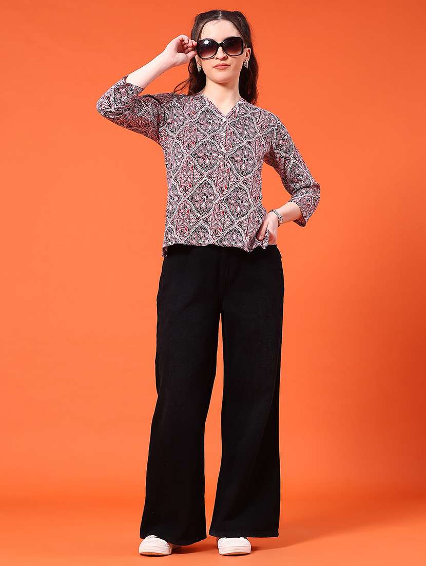 women printed three quarter sleeve straight kurti - 22293224 -  Standard Image - 4