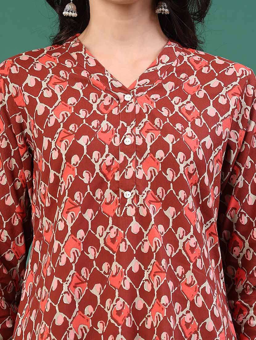 women red rayon straight kurti - 22293227 -  Standard Image - 1