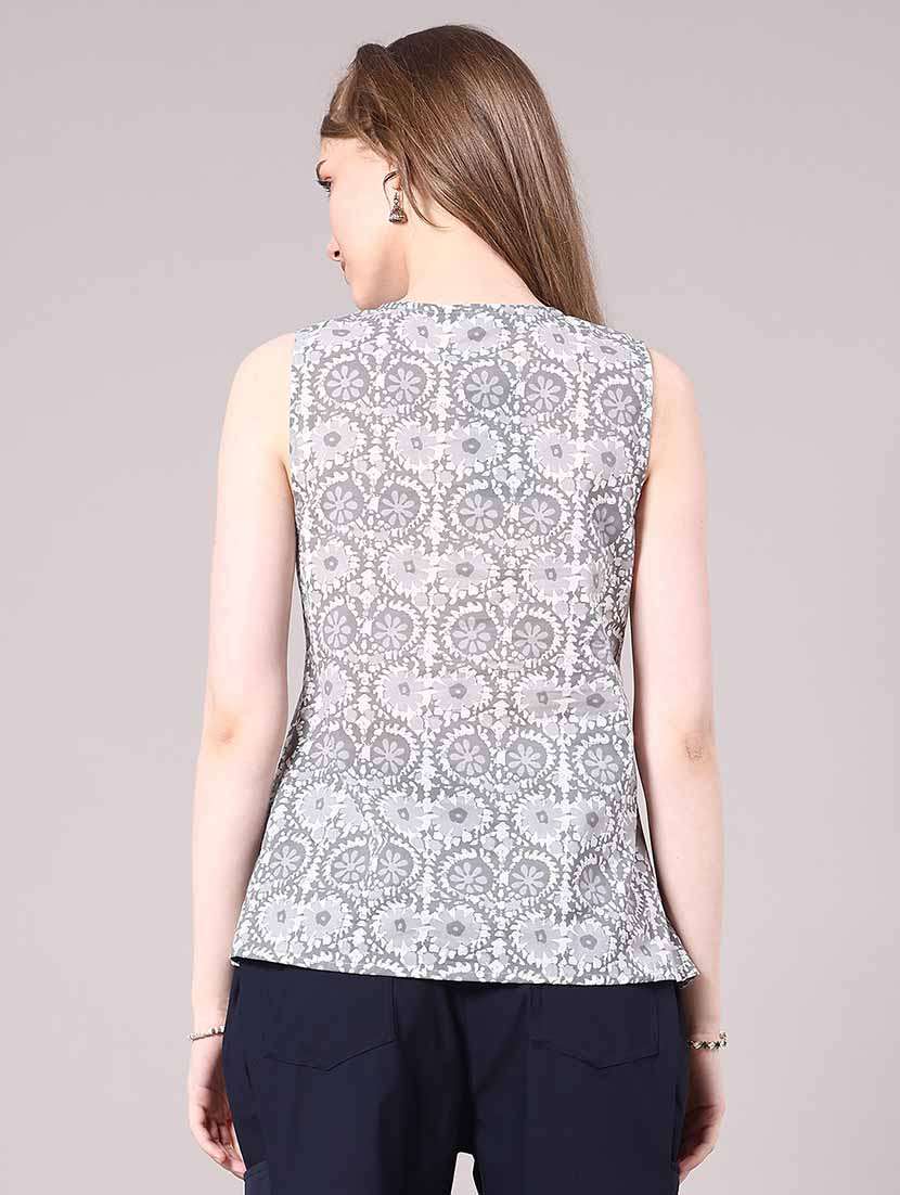 women grey cotton straight kurti - 22293231 -  Standard Image - 4