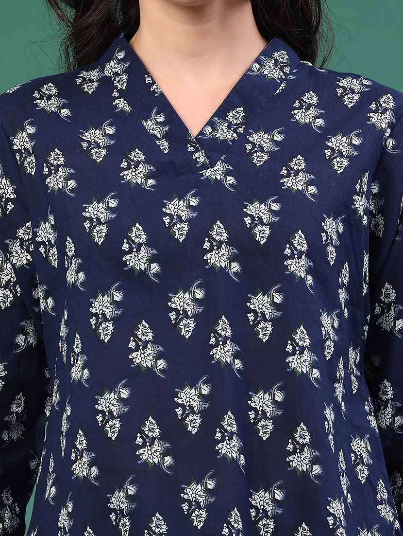 women blue cotton straight kurti - 22293242 -  Standard Image - 1