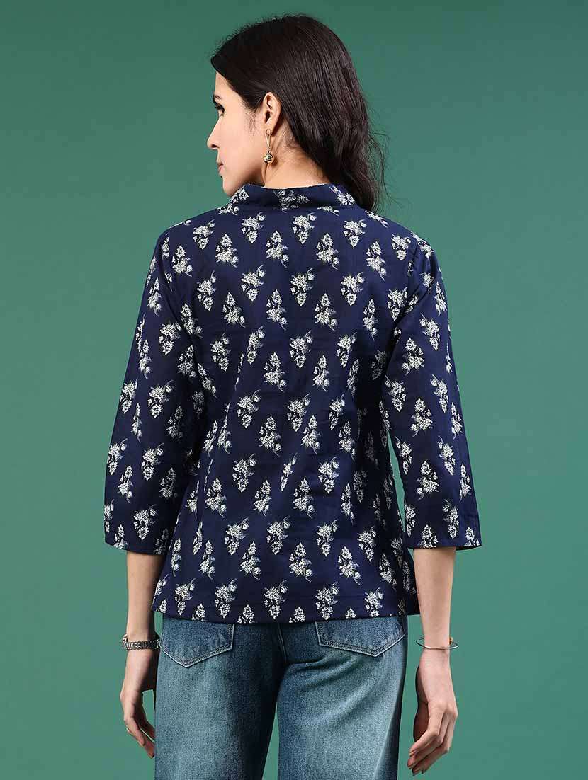 women blue cotton straight kurti - 22293242 -  Standard Image - 4