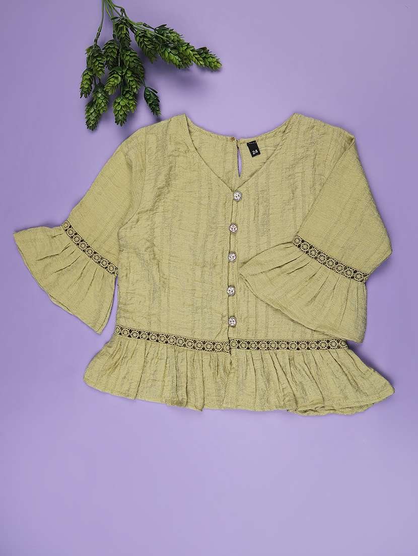 girls self designed bell sleeve tiered top - 22293266 -  Standard Image - 1