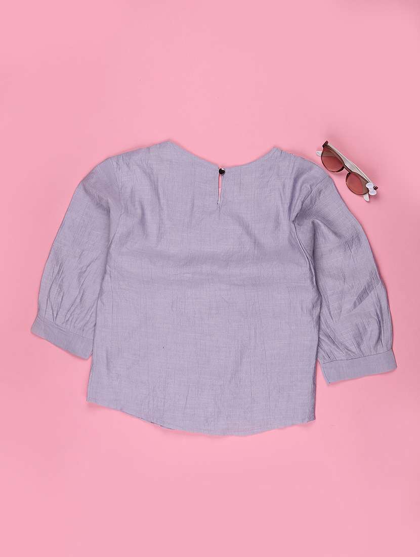 girls self designed three quarter sleeve top - 22293337 -  Standard Image - 1