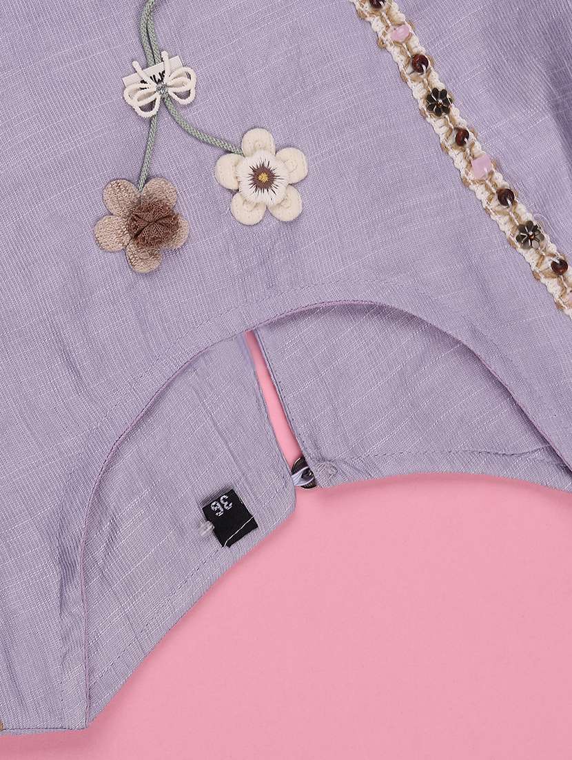 girls self designed three quarter sleeve top - 22293337 -  Standard Image - 4