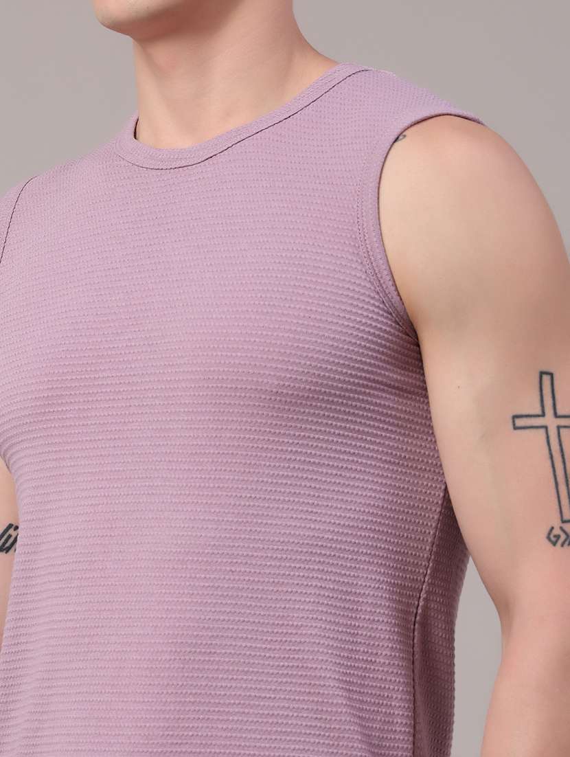 men textured sleeveless slim fit t-shirt - 22293391 -  Standard Image - 1