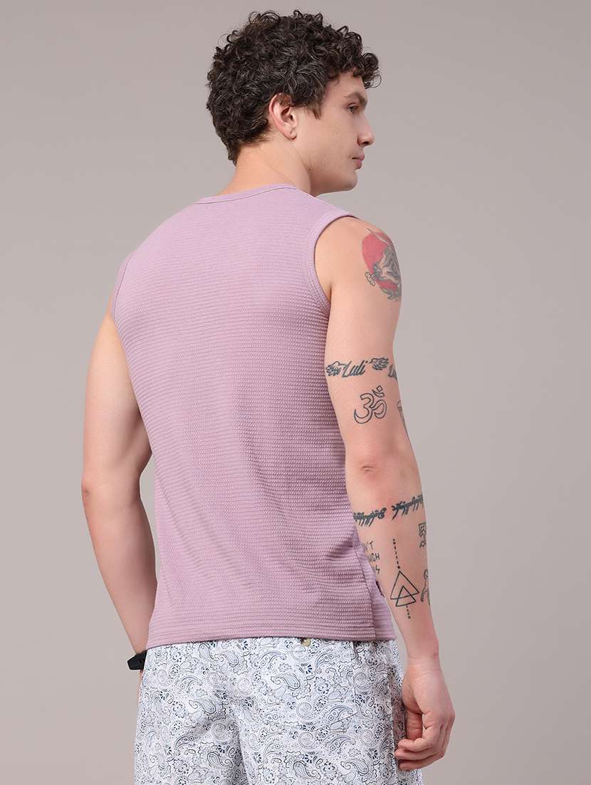 men textured sleeveless slim fit t-shirt - 22293391 -  Standard Image - 4