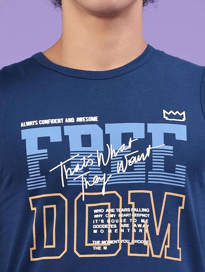 men typographic sleeveless slim fit t-shirt - 22293392 -  Standard Image - 1
