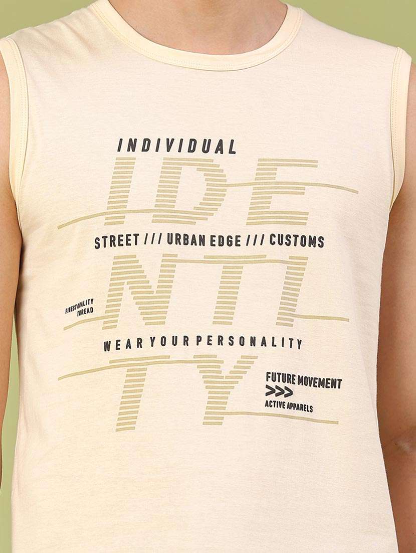 men typographic sleeveless slim fit t-shirt - 22293393 -  Standard Image - 1