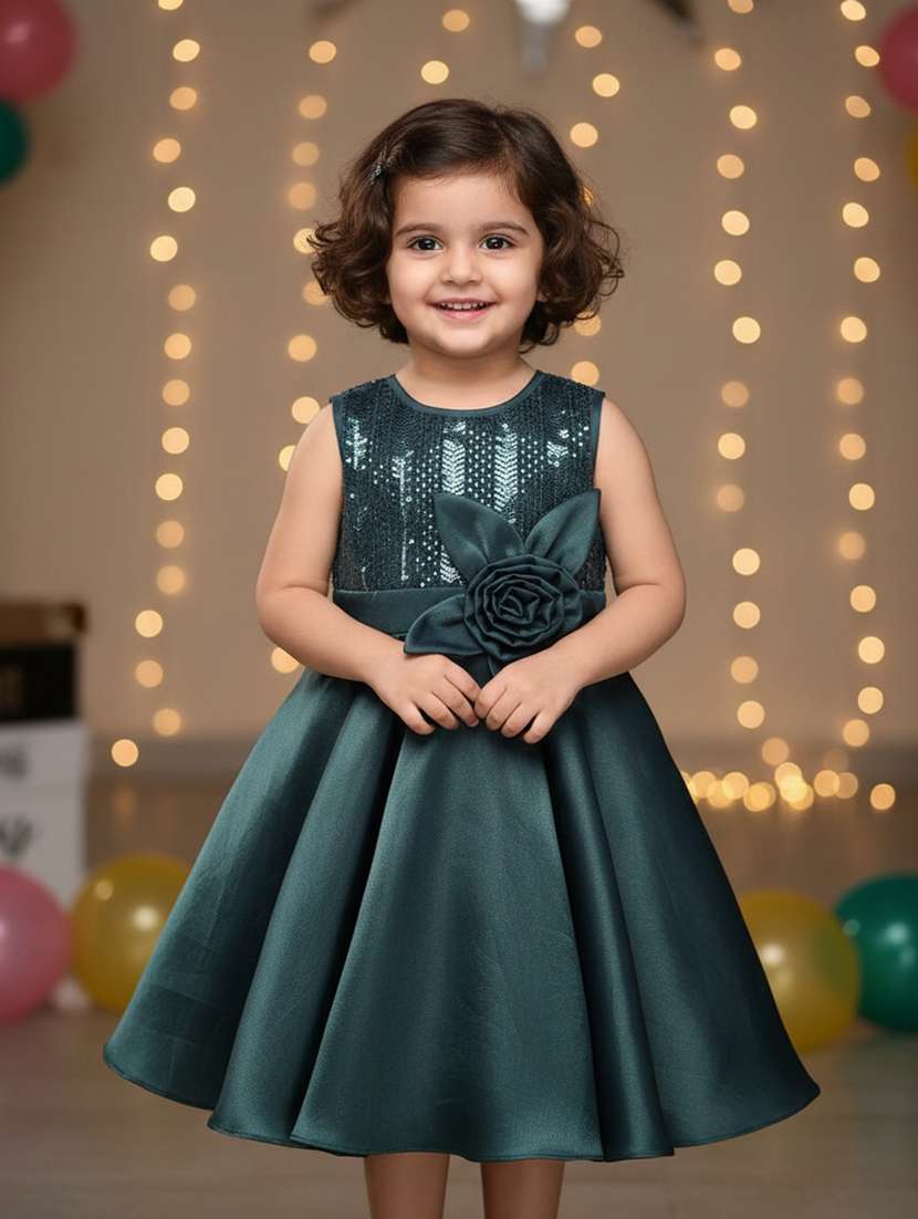 girls self designed sleeveless flared frock - 22293419 -  Standard Image - 1