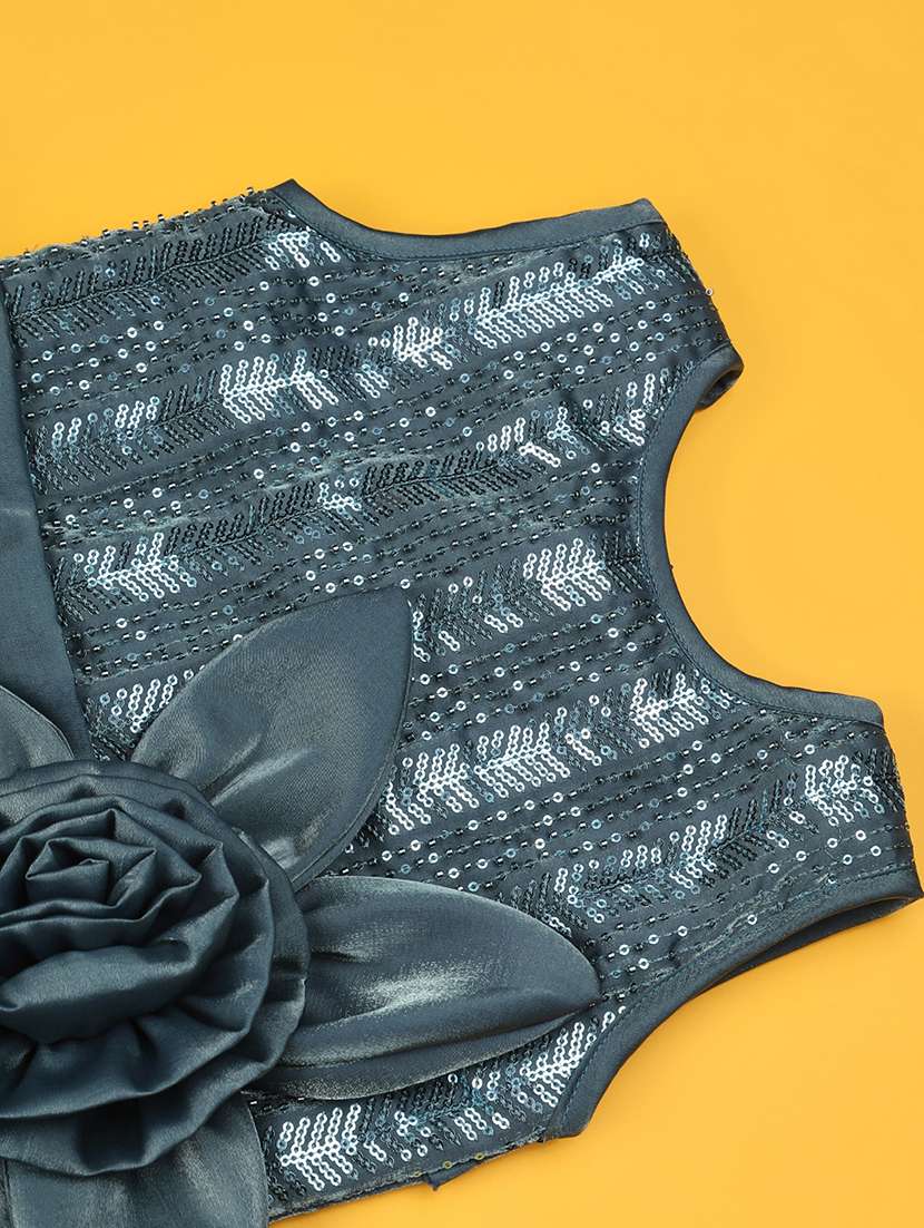 girls self designed sleeveless flared frock - 22293419 -  Standard Image - 4