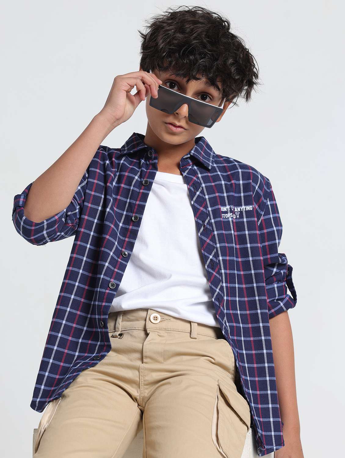 boys checkered long sleeve casual shirt - 22293459 -  Standard Image - 1