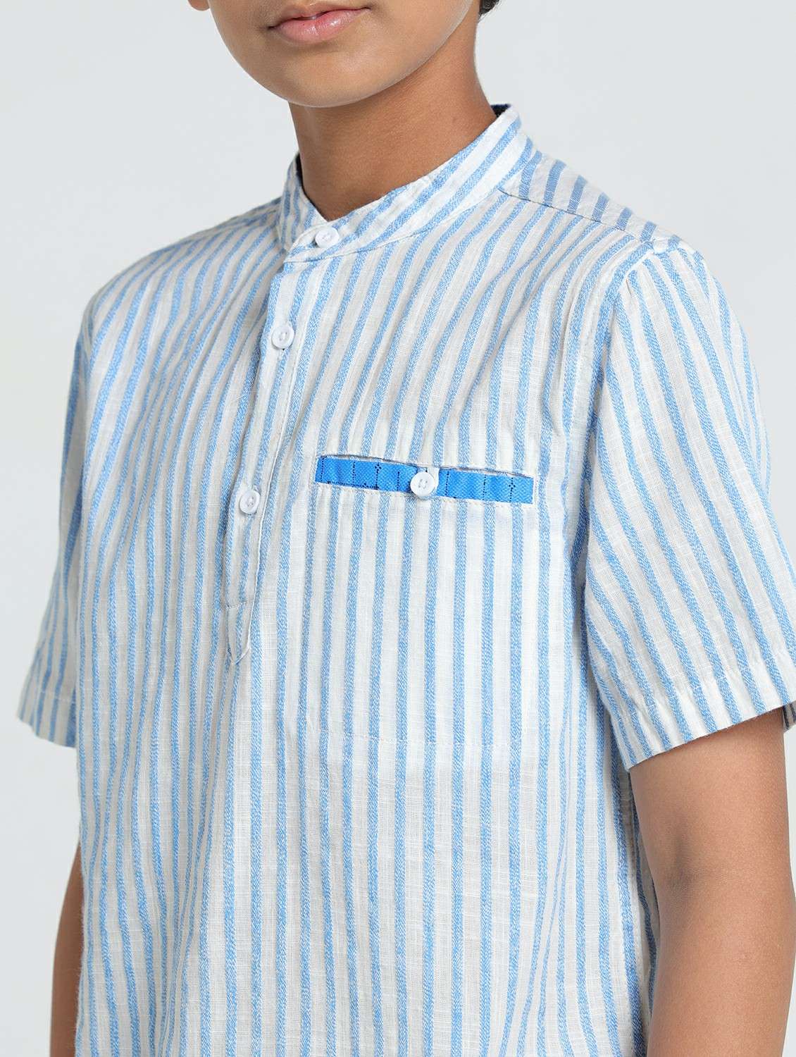 boys striped short sleeve kurta - 22293468 -  Standard Image - 4