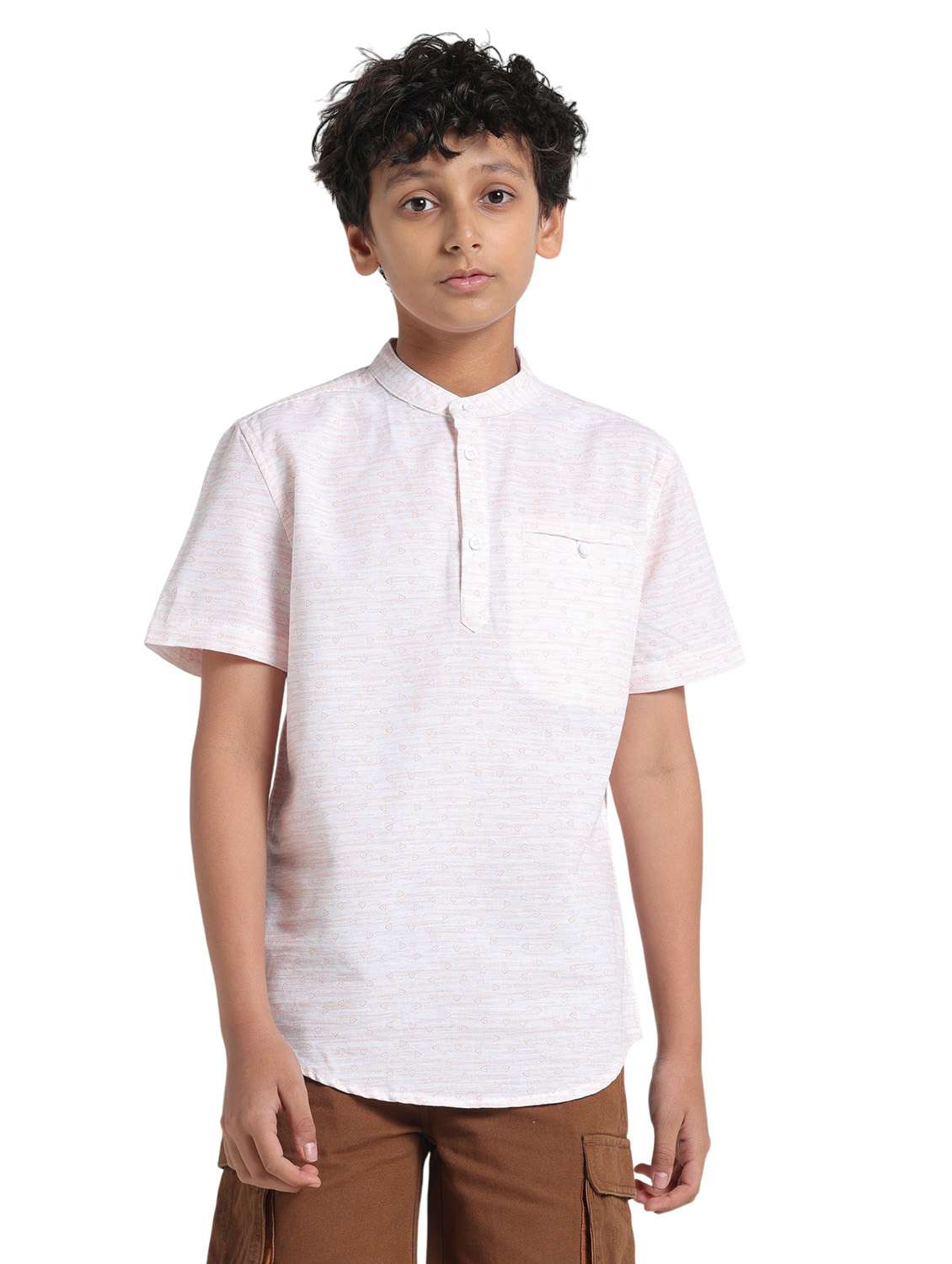 boys self designed short sleeve kurta - 22293469 -  Standard Image - 1