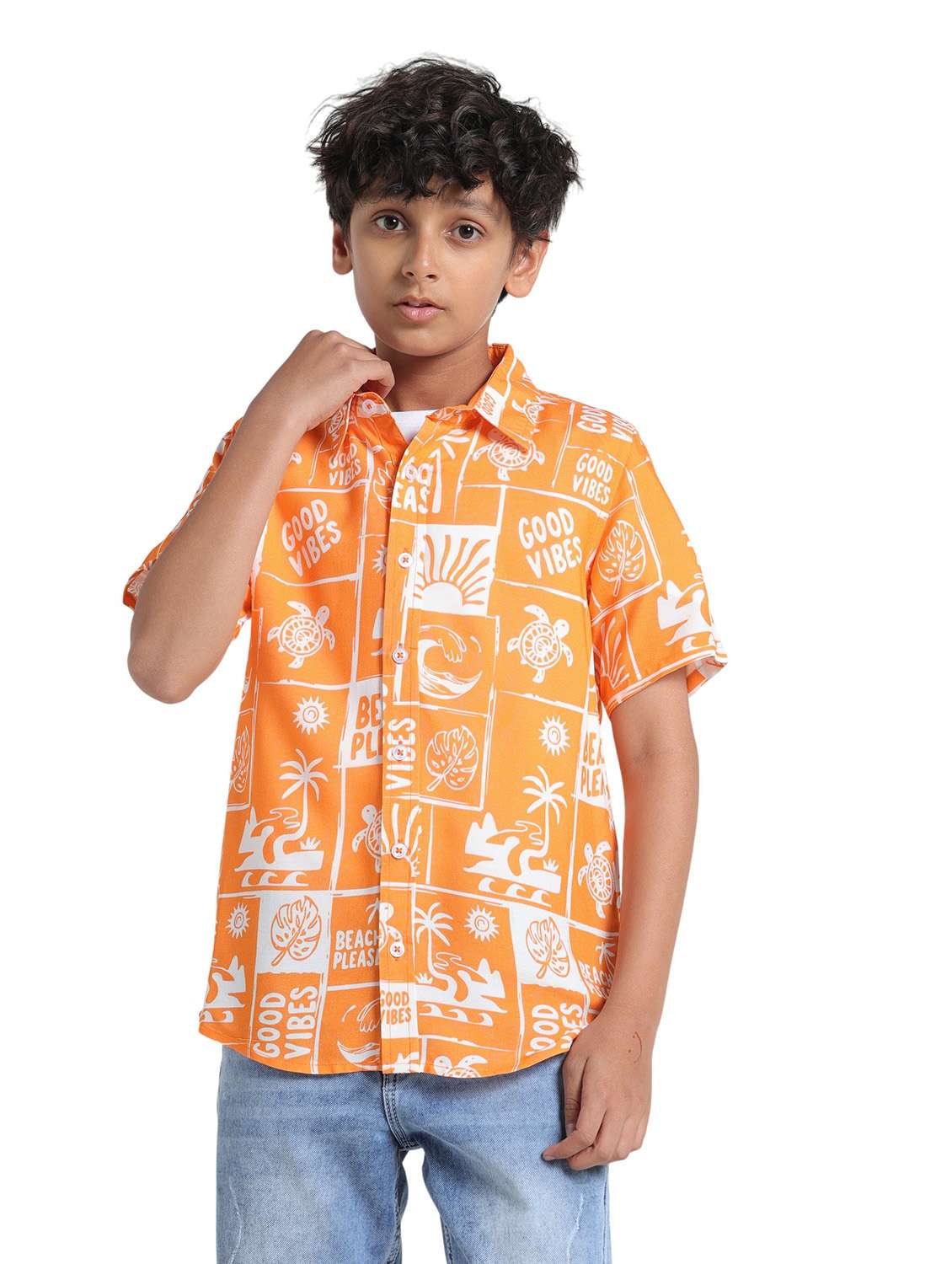 boys printed collared shirt sleeve shirt - 22293471 -  Standard Image - 1