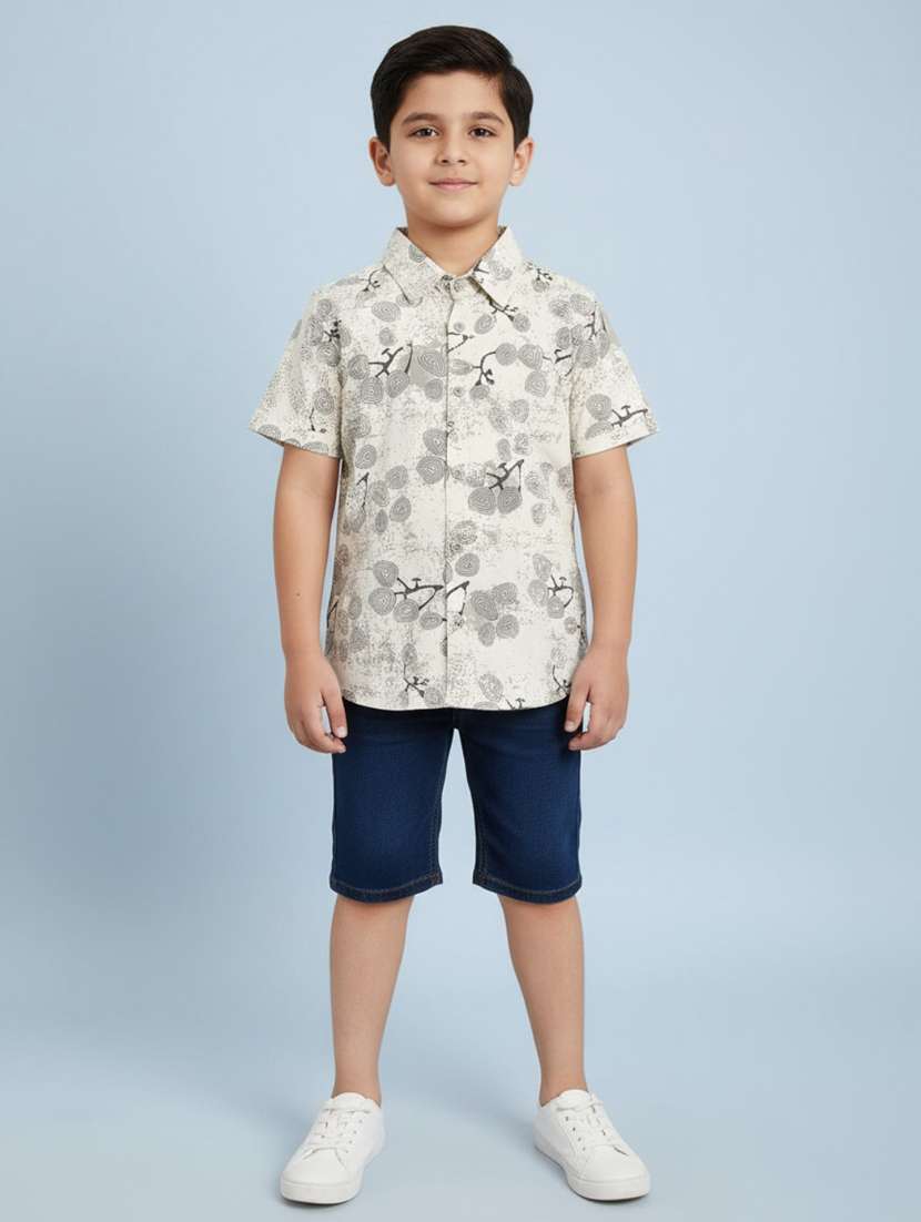 boys printed short sleeves casual shirt