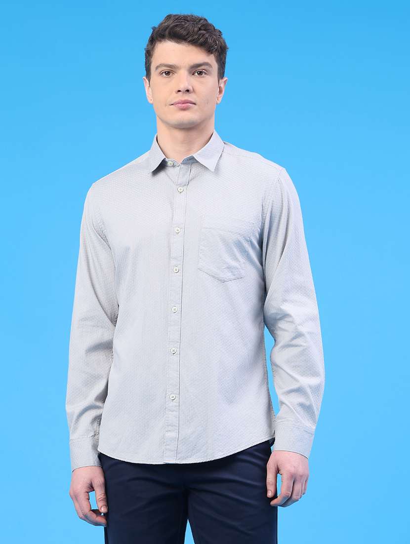 men self design long sleeve slim fit casual shirt - 22293484 -  Standard Image - 1