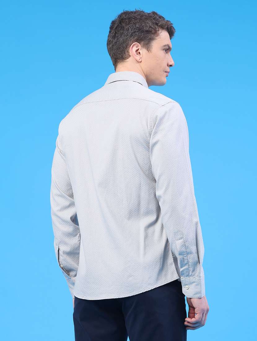 men self design long sleeve slim fit casual shirt - 22293484 -  Standard Image - 4