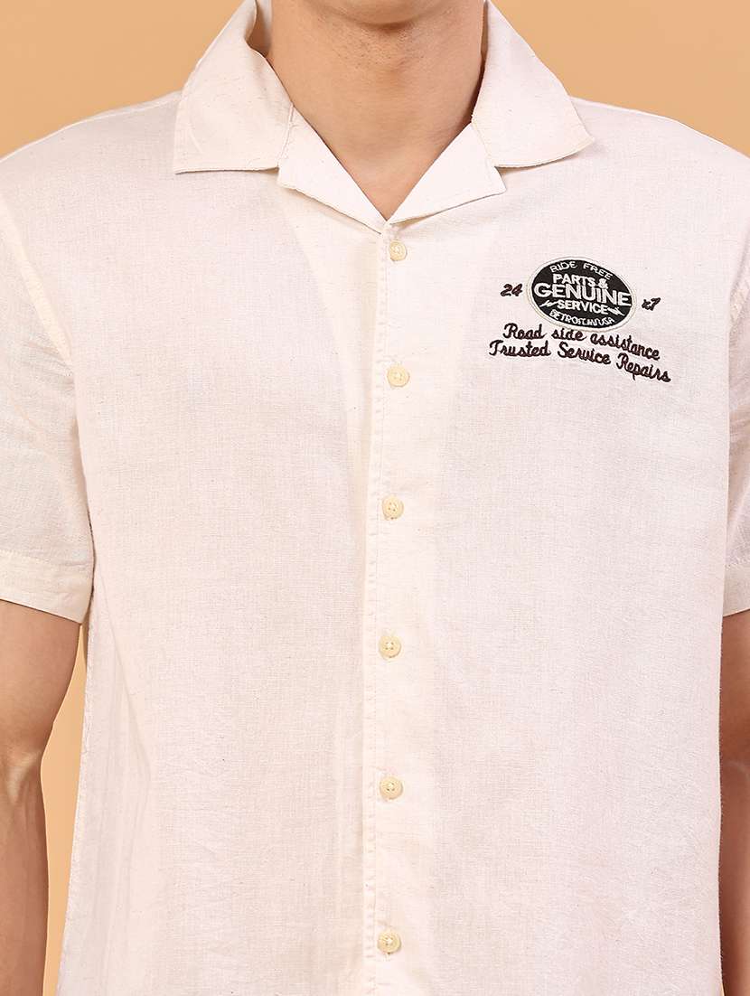 men off white cotton casual shirt - 22293505 -  Standard Image - 1