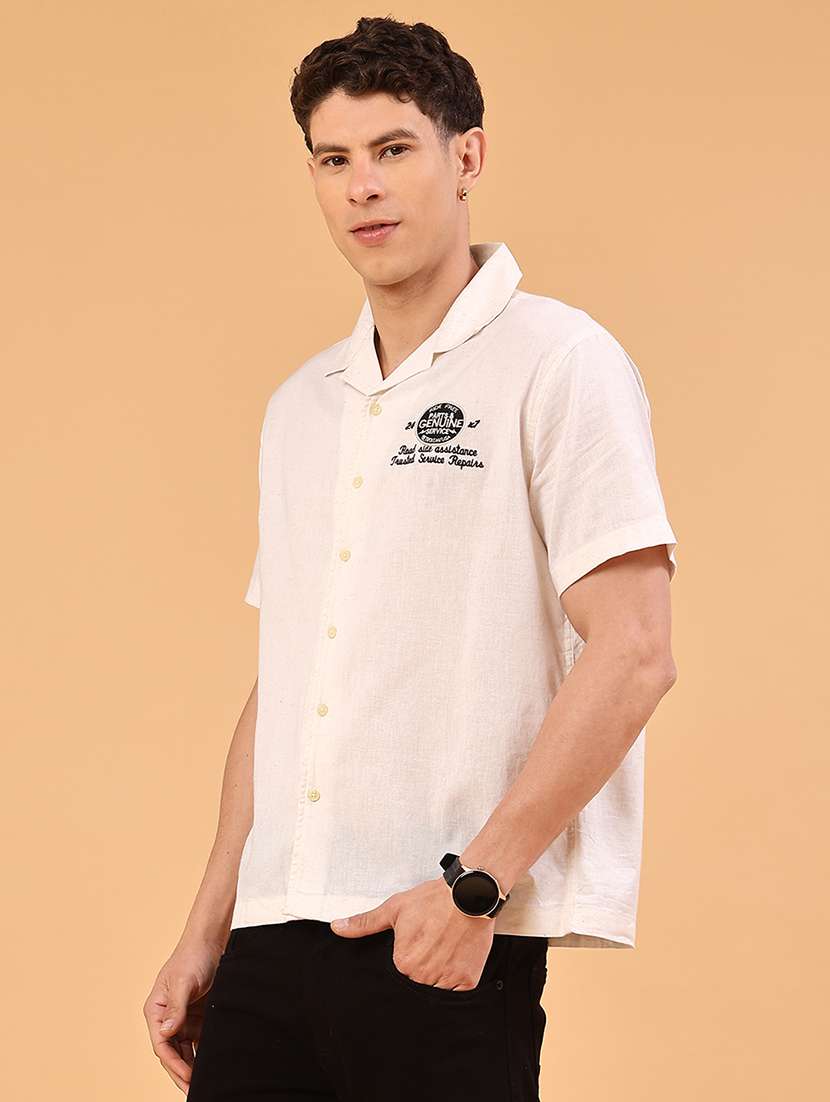 men off white cotton casual shirt - 22293505 -  Standard Image - 4