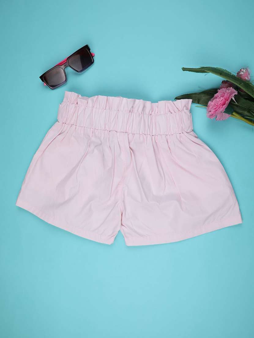 girls solid mid rise shorts - 22293516 -  Standard Image - 1