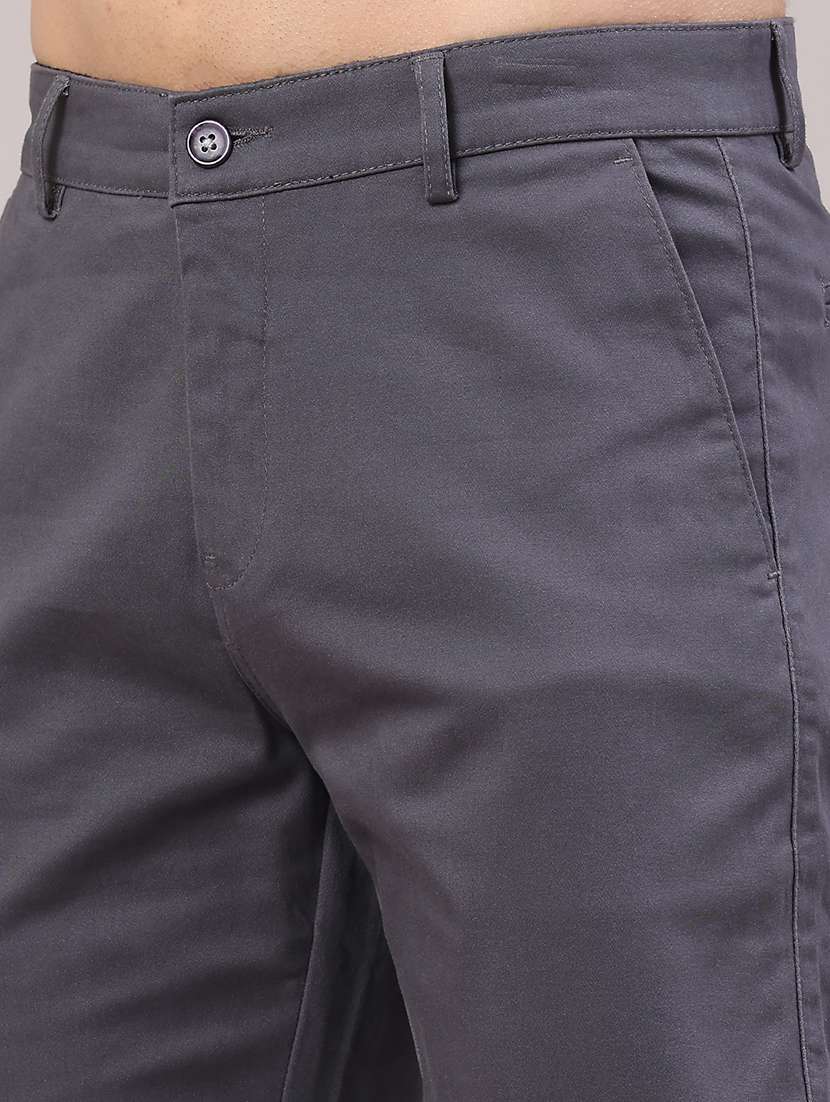 men solid mid riise chinos casual trouser - 22293546 -  Standard Image - 1