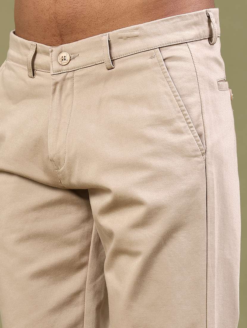 men solid mid rise chinos casual trouser - 22293559 -  Standard Image - 1