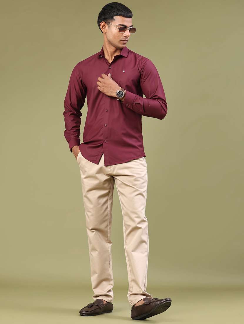 men solid mid rise chinos casual trouser - 22293559 -  Standard Image - 4