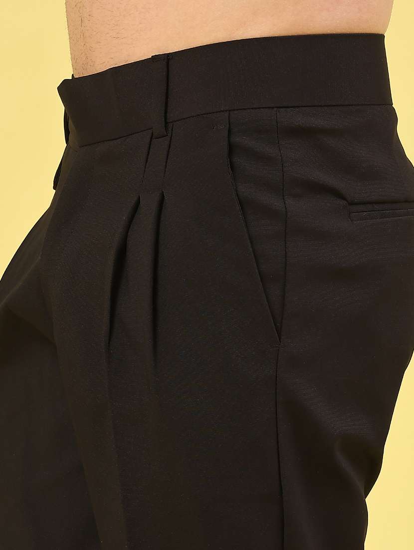 black cotton pleated trousers formal - 22293597 -  Standard Image - 1