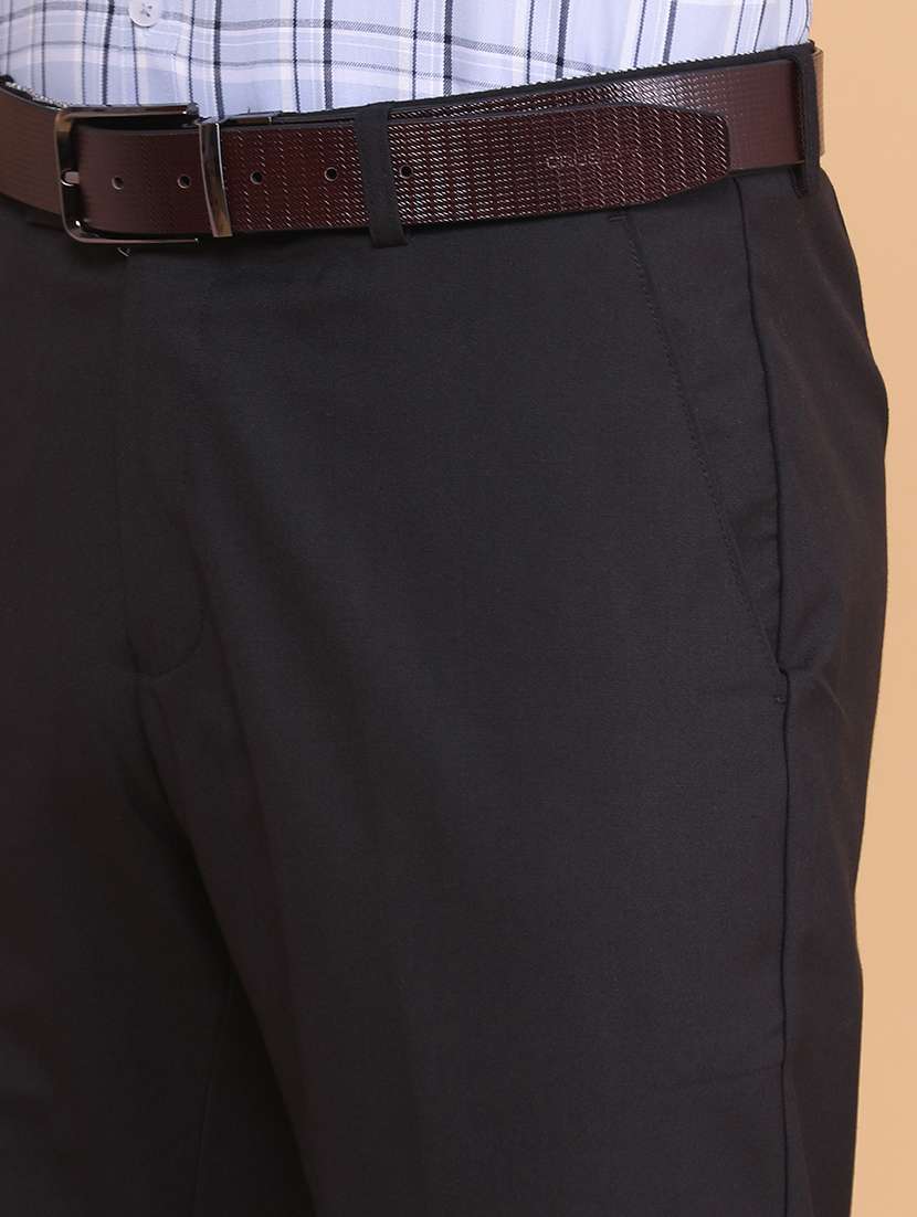 men solid mid rise regular fit trouser - 22293599 -  Standard Image - 1
