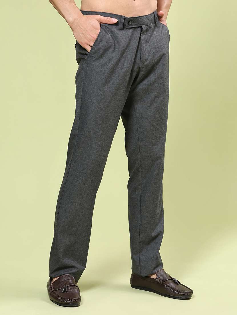 Men Solid Mid Rise Regular Fit Trouser - 22293600 -  Standard Image - 1