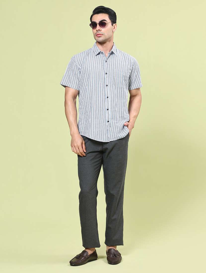 Men Solid Mid Rise Regular Fit Trouser - 22293600 -  Standard Image - 4