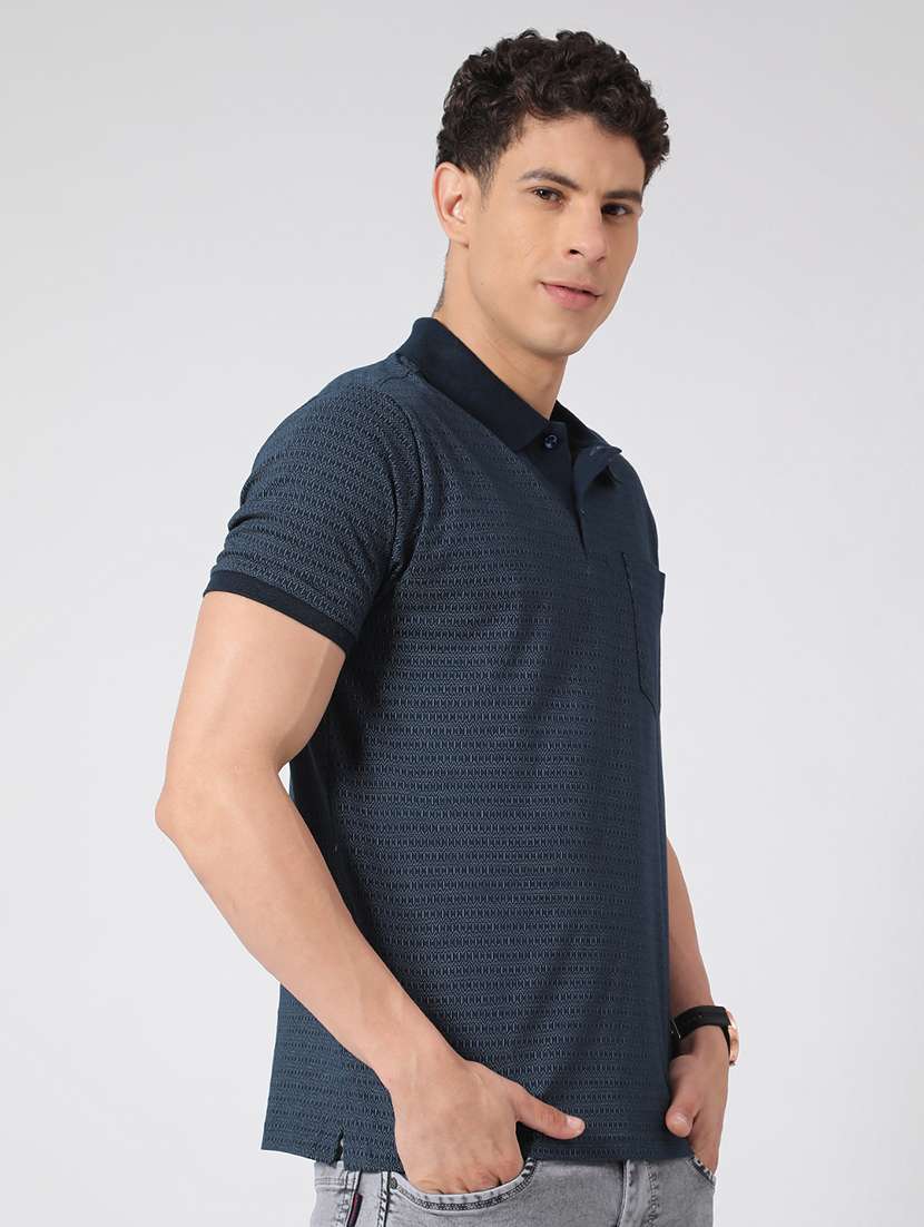 men navy blue cotton blend plain t-shirt - 22293611 -  Standard Image - 1