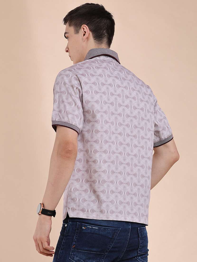 men printed short sleeve slim fit polo t-shirt - 22293635 -  Standard Image - 4